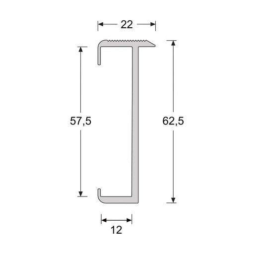 Trapprofiel 22x62mm | RVS geborsteld | voor laminaat 7 tot 9.5 mm