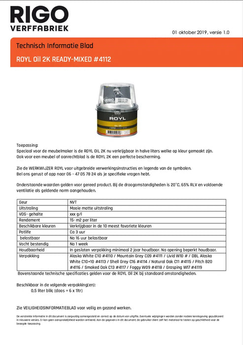 ROYL 2K Ready-Mixed Onderhoudsolie 0.5 Liter